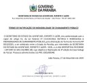 TERMO DE RATIFICAÇÃO DE INEXIGIBILIDADE DE CHAMAMENTO PÚBLICO - 3ª edição da Copa Sabugi de Futsal