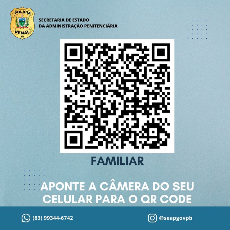 Seap Paraíba implementa QR Code nas Unidades Prisionais para facilitar o acesso à Legislação e Direitos dos Familiares.jpg Seap Paraíba implementa QR Code nas Unidades Prisionais para facilitar o acesso à Legislação e Direitos dos Familiares.jpg