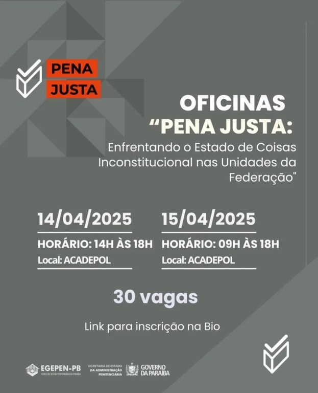 Seap e Egepen-PB realizam Oficinas do Plano Pena Justa na Paraíba, na Acadepol.jpg Seap e Egepen-PB realizam Oficinas do Plano Pena Justa na Paraíba, na Acadepol.jpg
