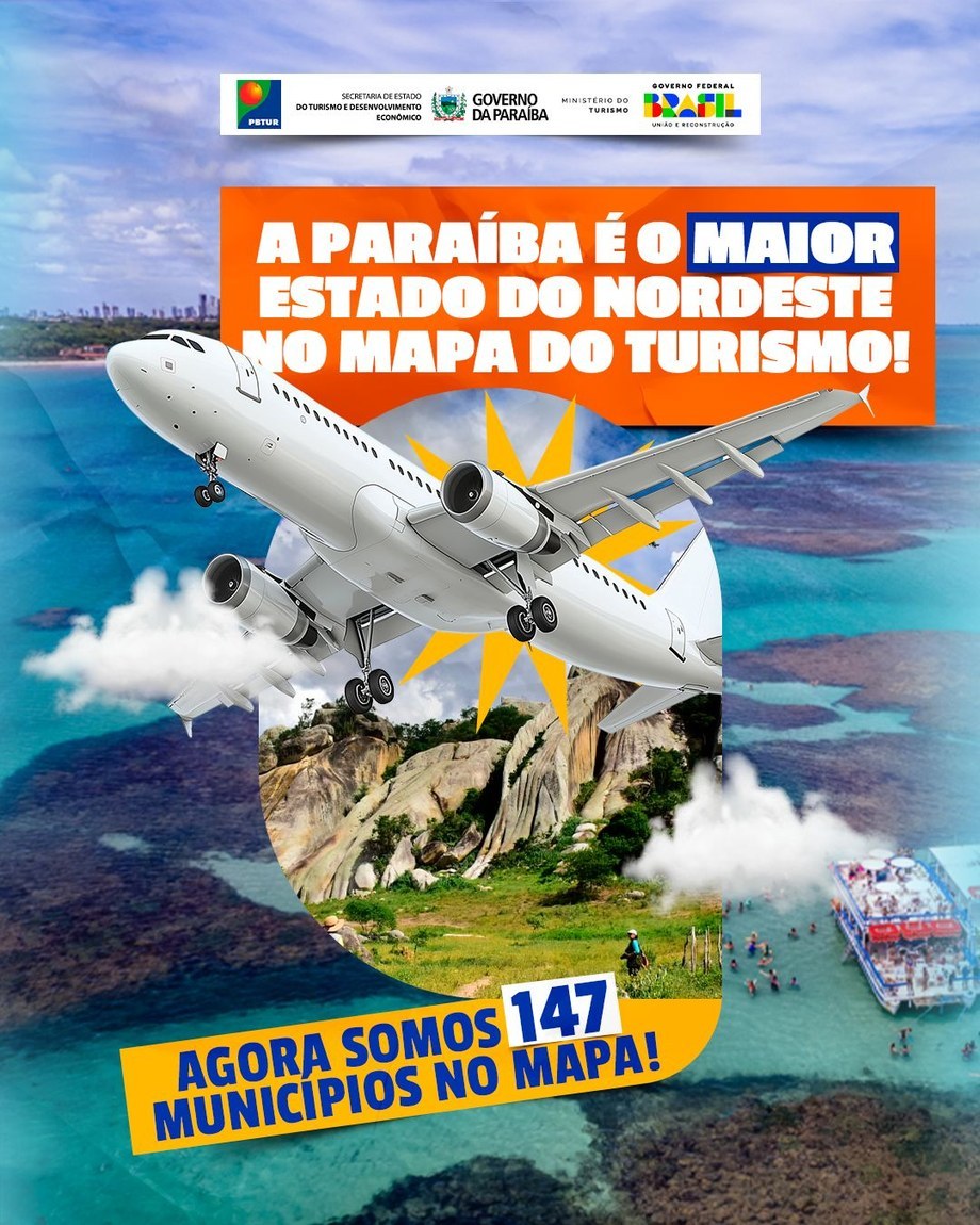 Paraíba lidera o Nordeste no Mapa do Turismo e alcança 147 municípios com apoio estratégico do Governo do Estado